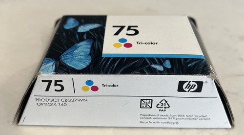 HP Original Ink Cartridge 75 Tri-Color CB337WN Option 140 NIB Exp 04/ ...