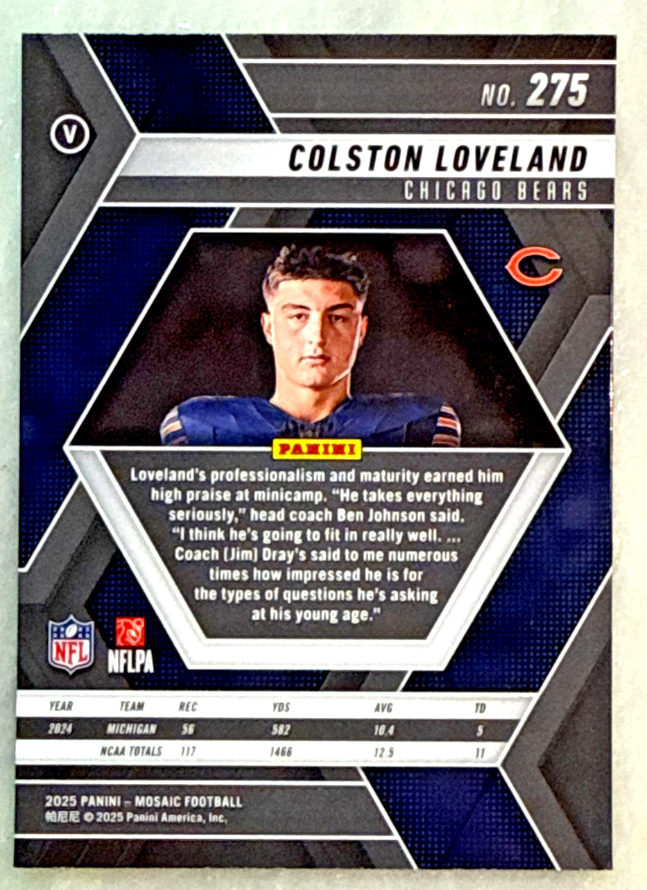 Colston Loveland 2025 Panini Mosaic Image Variation Rookie Card-#275 Bears RC