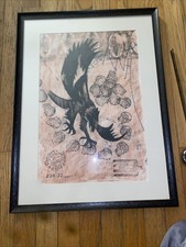 Thom DeVita Original Folk Art, Crow  Stamped . Incredibly Rare  Tattoo Art 