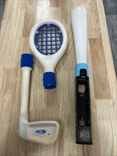 Nintendo Wii Blue NERF Sports Pack RACKET GOLF CLUB BAT & Handle Authentic