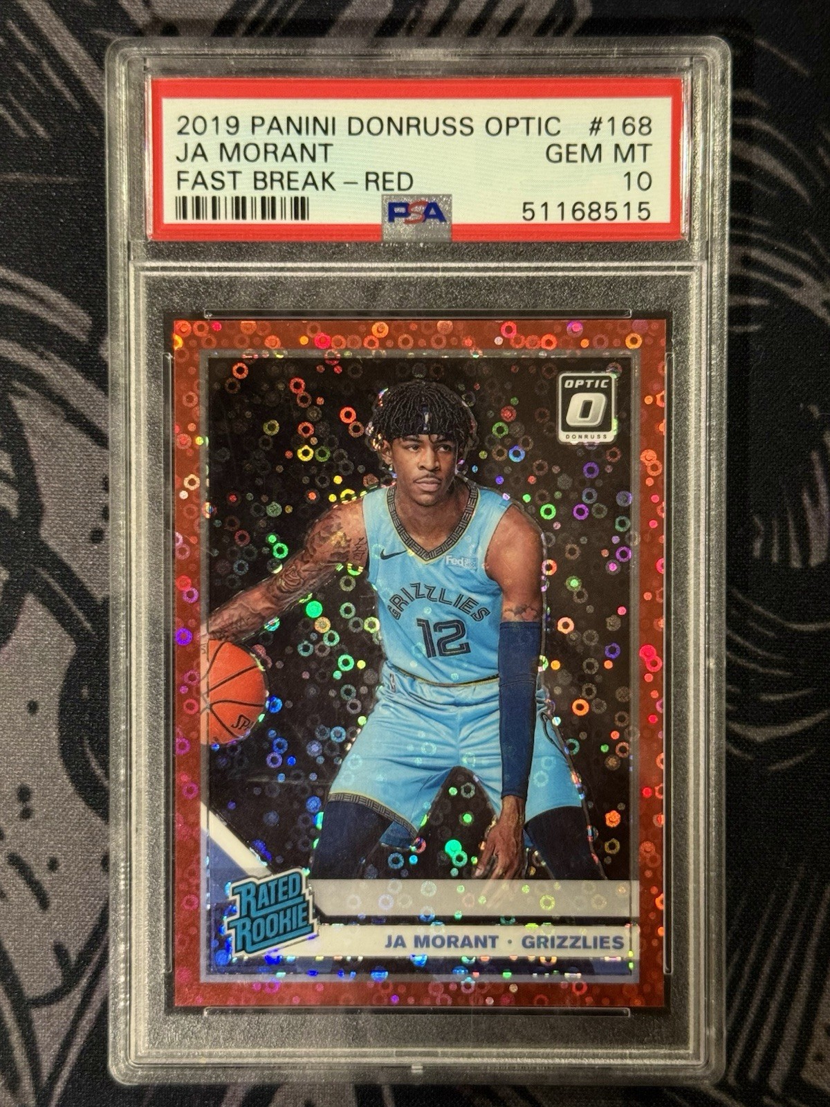 2019 Panini Donruss Optic Ja Morant Fast Break Red Disco 37/85 PSA 10 RC SP 🔥🔥