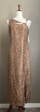 Robbie Bee 100 Silk Leopard Print Dress Women's 6 Sleeveless Maxi NWT