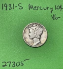 1931-S Mercury Dime 10c Vg Very Good 90% Silver See Pictures