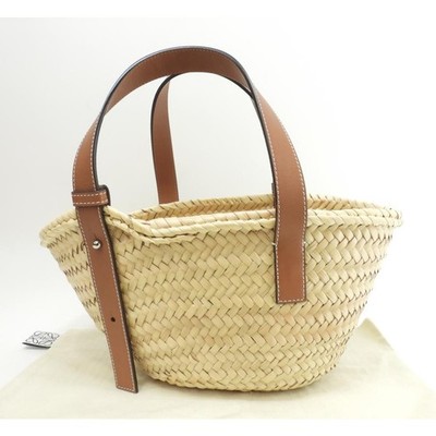 Loewe Basket Small HandBag 327.02NS93 Anagram Palm Leather Beige Navy Damen