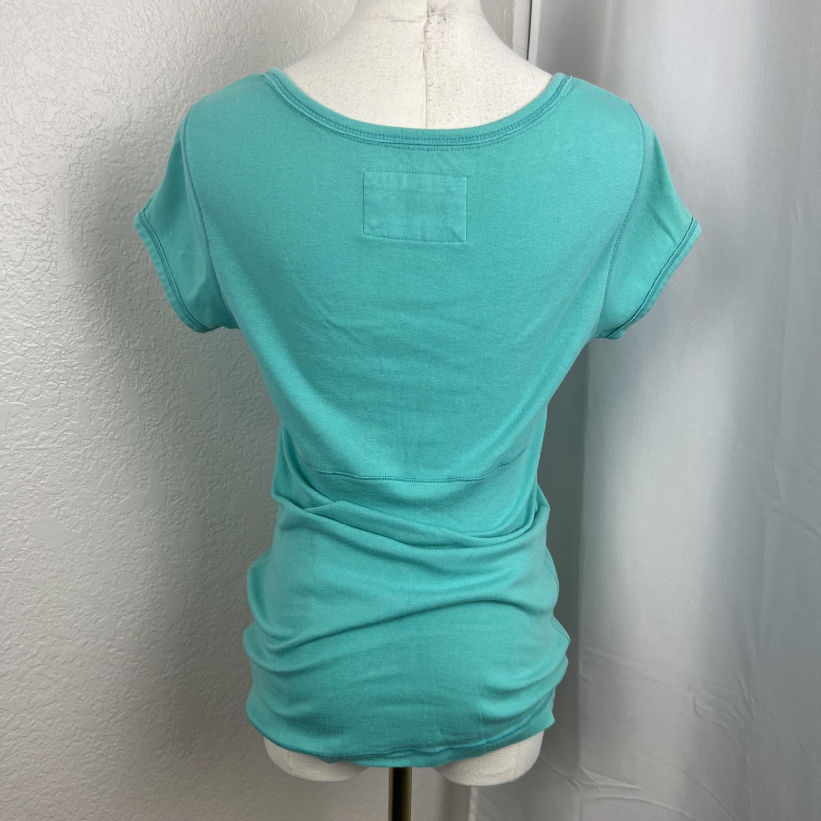 Y2K Aeropostale Top Womens XL Fitted Blue Babydoll Coquette Stretch Cotton Basic