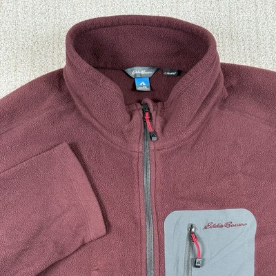 Eddie Bauer Mens 2XL First Ascent Polartec Burgundy Full Zip Fleece Jacket *Read