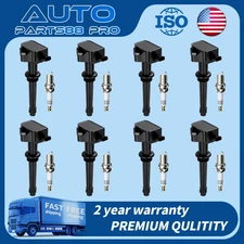 Ignition Coil Pack and Iridium Spark Plug Set of 8 For Jaguar Land Rover UF618