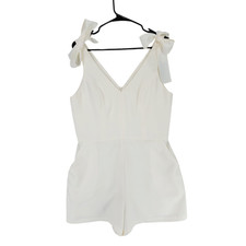 Amanda Uprichard Romper L Women Iris Ivory Shoulder Bow Tie Resort Bride Wedding