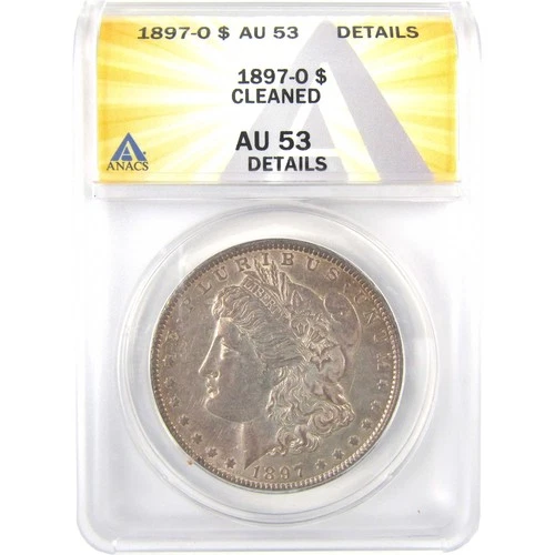 1897 O Morgan Dollar AU 53 Details ANACS Silver $1 Coin SKU:I19234