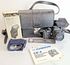 Chinon CE-4s 35mm SLR with 50mm f1.7 Lens Film Camera Hanimex Flash J2756