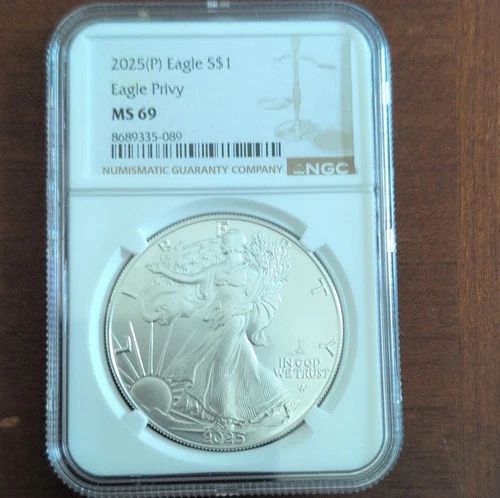 U.S. Mint American Eagle 2025 1 oz Silver MS 69 NGC Eagle Privy