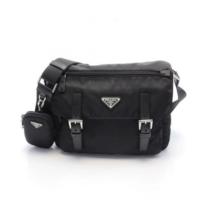 Prada VELA Shoulder Bag Leather Black