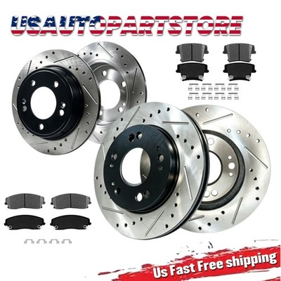 Front and Rear Drilled Rotors Brake Ceramic Pads for Chrysler 300 2018 2019 2020