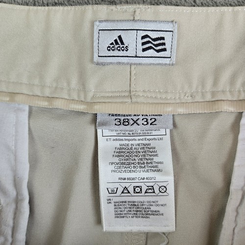 Adidas Pants Men 38x32 Cream Beige Straight Leg Flat Front Golf Outdoor Climalte - Picture 14 of 15