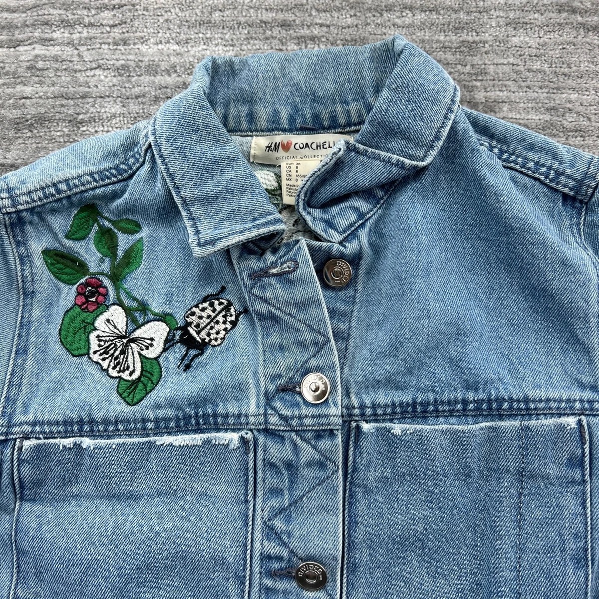 H&m embroidered top denim jacket