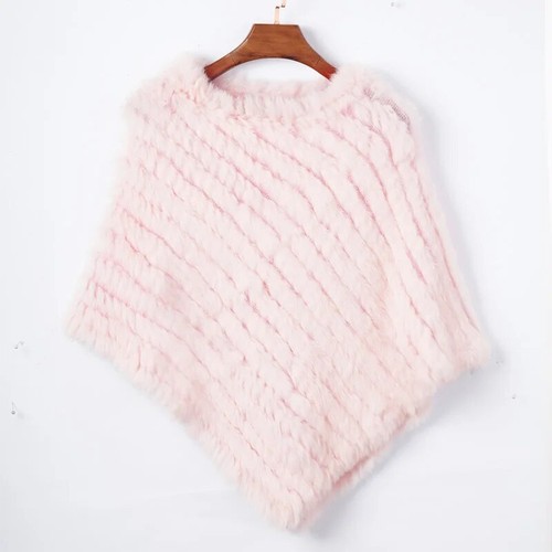Real Farm Rabbit Fur Knitted Poncho Vest Wrap Shawl Lady Party Wholesale Fashion - Picture 21 of 22