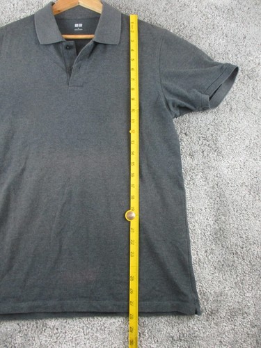 Uniqlo Polo Top Medium Short SleeveCollared Cotton Blend Button Up Black - Picture 9 of 13