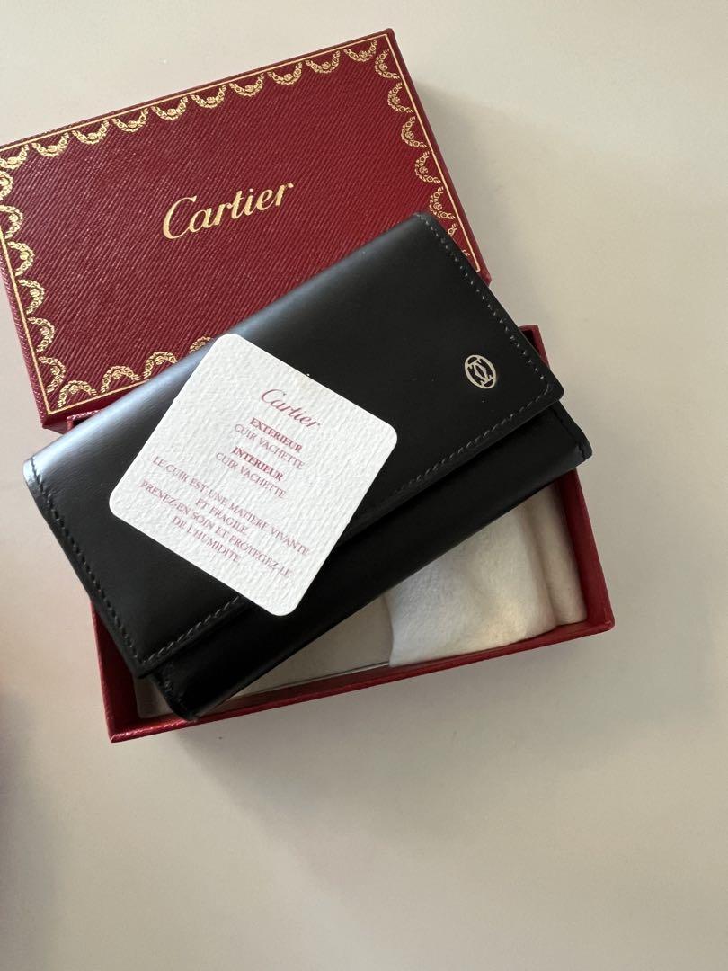 Cartier Key Case Black Leather Silver Metal 6 Keyrings Logo Cartier Key Case Black Leather Silver Metal 6 Keyrings Logo