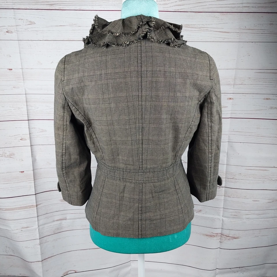 Ann Taylor Loft Mujer Talla 6P Marrón Chaqueta Abrigo Blazer Carrera Cinturón Bolsillos Botón Foto 4 de 4