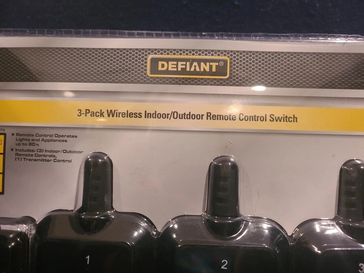 NEW Defiant 3 Pack Wireless Indoor Outdoor Remote Control Switch
