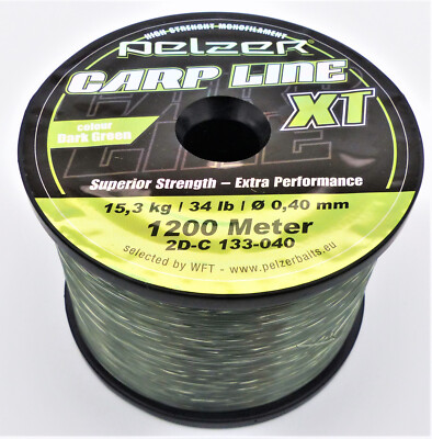 0,01 /m PELZER CARP LINE XT 0.40mm Karpfenschnur Sehne mono Angelschnur,1200m 