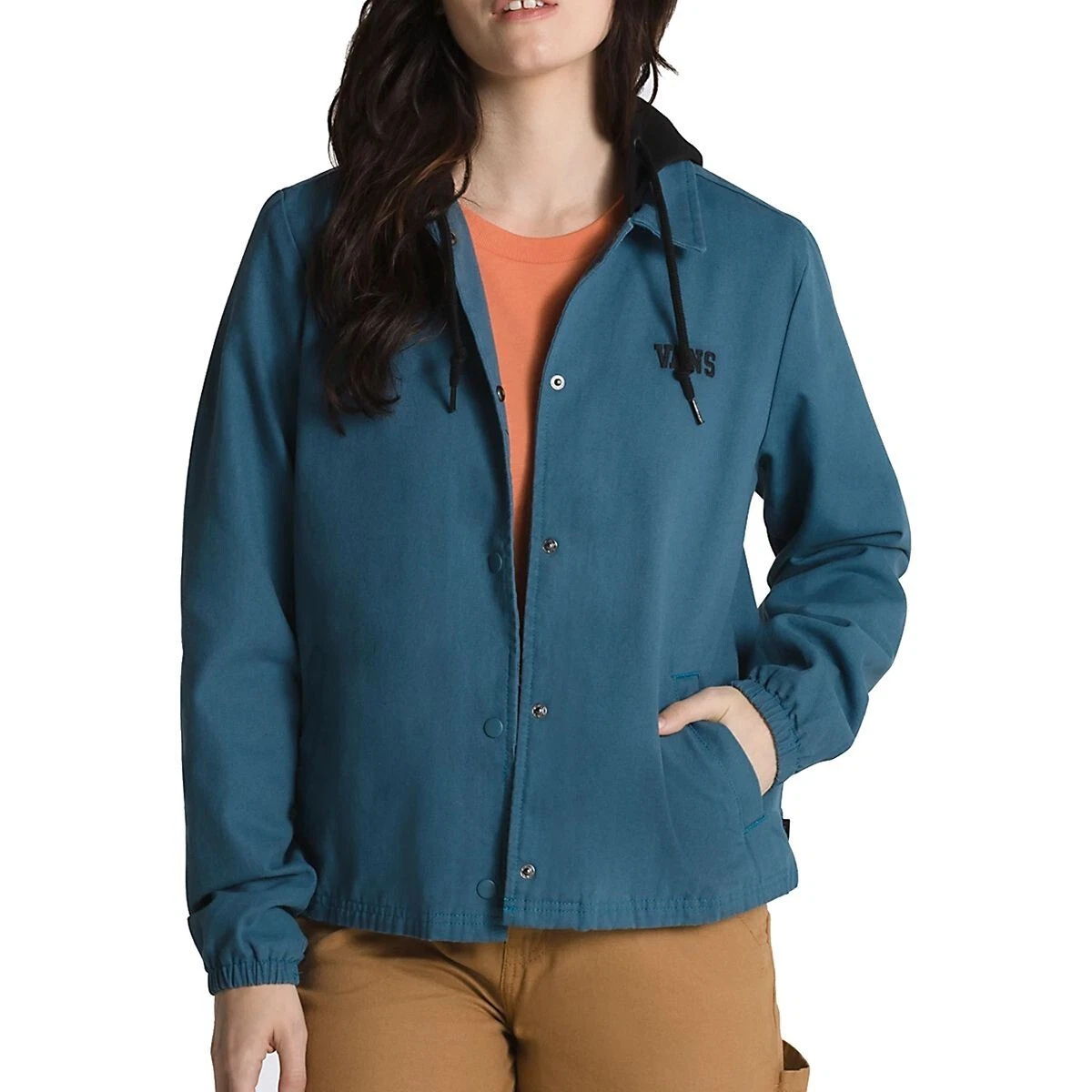 COACH Nuovissima giacca donna Vans Tripp blu acqua marocchino felpa allenatori taglia small