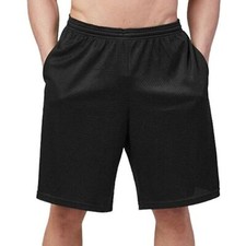 New Men Athletic Mesh Shorts XL Jersey Gym Basketball Black 2 Pockets