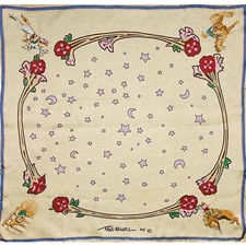 Wyoming Traders Wild Rag Rodeo Cowgirl Print Ivory Silk Scarf - 34.5"