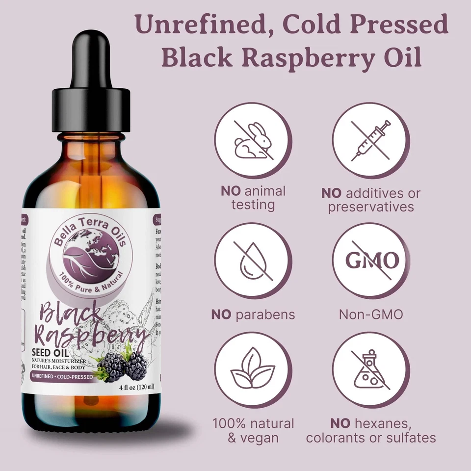 Cold-Pressed Black Raspberry Seed Oil 100% Pure Skin Hair Face Anti-Aging - Image 3 of 4