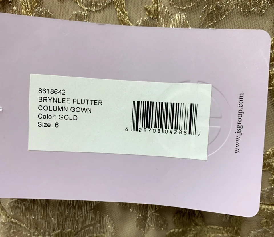 JS Collections Women's Brynlee Flutter Column Gown 8618642 Size 6 Flutter sleeve - Image 3 of 4