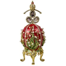 Red Lily of the Valley Faberge Egg Replica Easter Gift Яйцо Фаберже