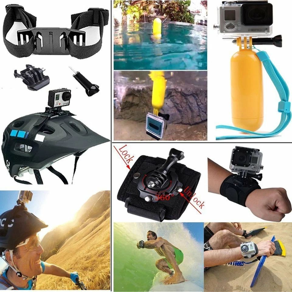 Sport Camera Floating Hand Grip Head Helmet Ches Starp Kits for Sony EKEN Gopro9 - Image 4 of 4