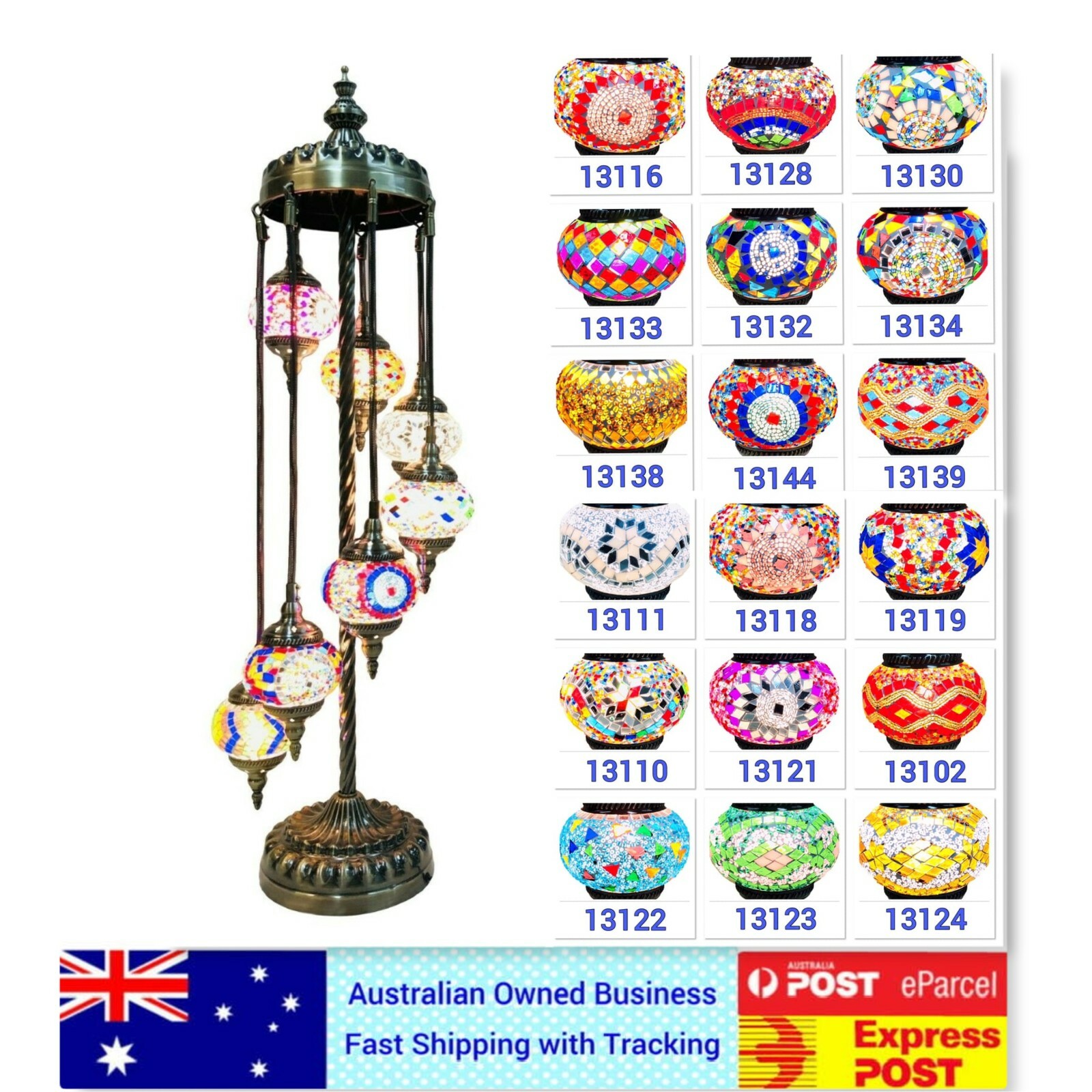 Turkish Lamps (Floor Lamps) Handmade Glass Mosaic with Free LED Light