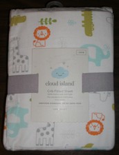 Cloud Island Fitted Crib Sheet Cotton Safari Pattern 28  x 52  Brand New