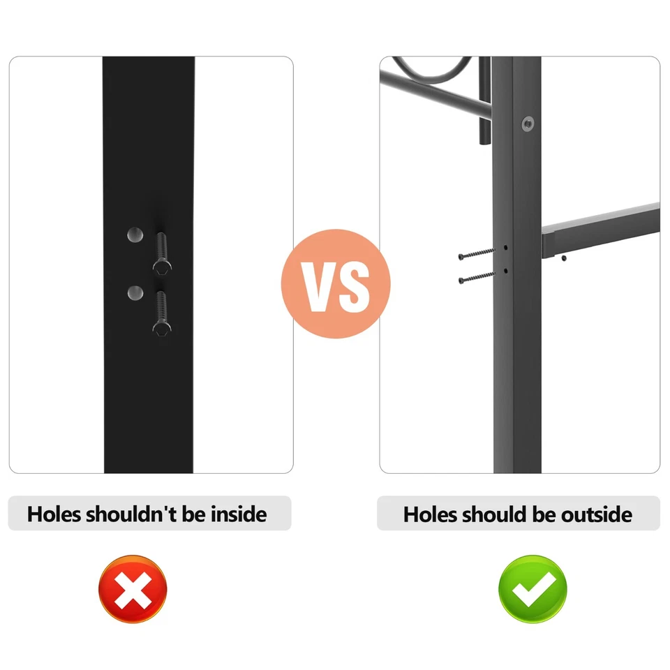 Marco de cama doble tamaño queen completo plataforma de metal de alta resistencia con cabecero sin ruido Foto 4 de 4