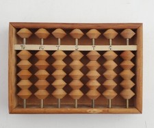 Vintage Japanese 6" Wooden Abacus Satsumaya Soroban 7 Rows beads made in Japan