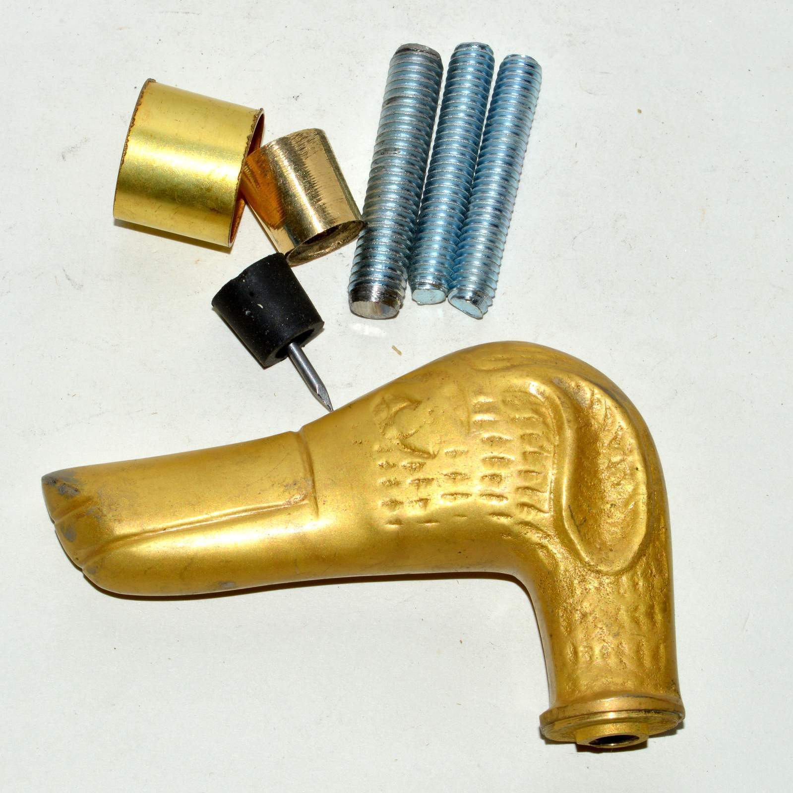 Antique Solid Brass Dog Tip Only Head Handle Hand… - image 3