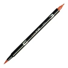 Tombow Dual End Brush & Fine Pen Saddle Brown 977 Arts Craft Write Office School