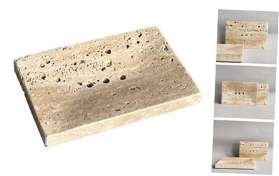 Natural Smooth Real Marble Soap Dish/Facial Sponge Beige Travertine