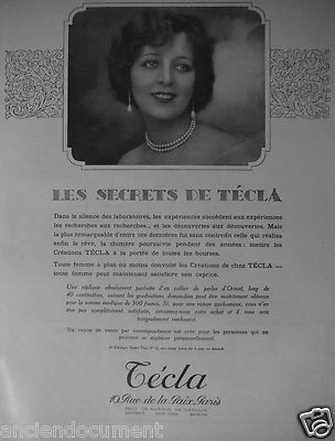WERBUNG 1927 LES SECRETS DE TECLA ORIENT PERLENKETTE - ADVERTISING