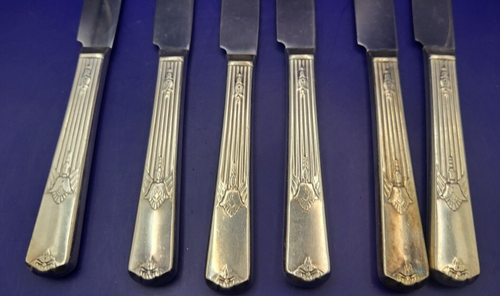 6 cuchillos de cena plateados International Guild CADENCE 1932 Wm Rogers 9 1/2" - Imagen 5 de 6
