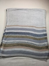 Womens Striped Poncho Cape Shawl Wrap Cream, Blue Brown One Size Open Front