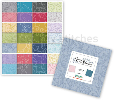 Benartex Scrolls Blenders Multi Color Cotton Fabric 10'' Layer Cake (42 Squares)
