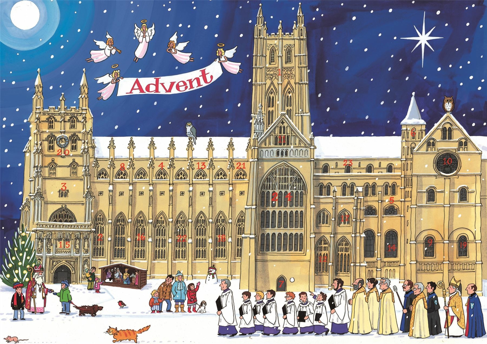 Rackhams Alison Gardiner, Christmas At The Cathedral A3 Traditional Advent Calendar, Advent Calendars And Cards, Month To View, Family, Gift - Image 2