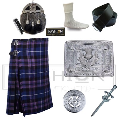 Men's Wedding Kilt Outfit 7 Piece Set Available in 40+ Plus Tartan Clan for Kilt