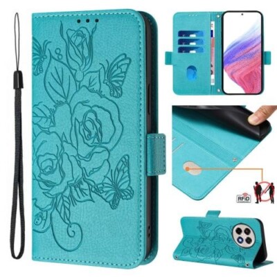 For OnePlus 13R / Ace 5 Pro 5G Embossed Rose RFID Anti-theft Leather Phone Case