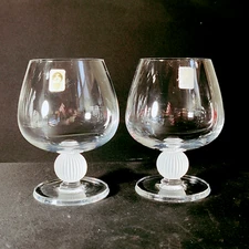 SASAKI REGENCY BRANDY SNIFTER GLASSES,  Frosted Lead Crystal, 6", 16 oz, 2PC