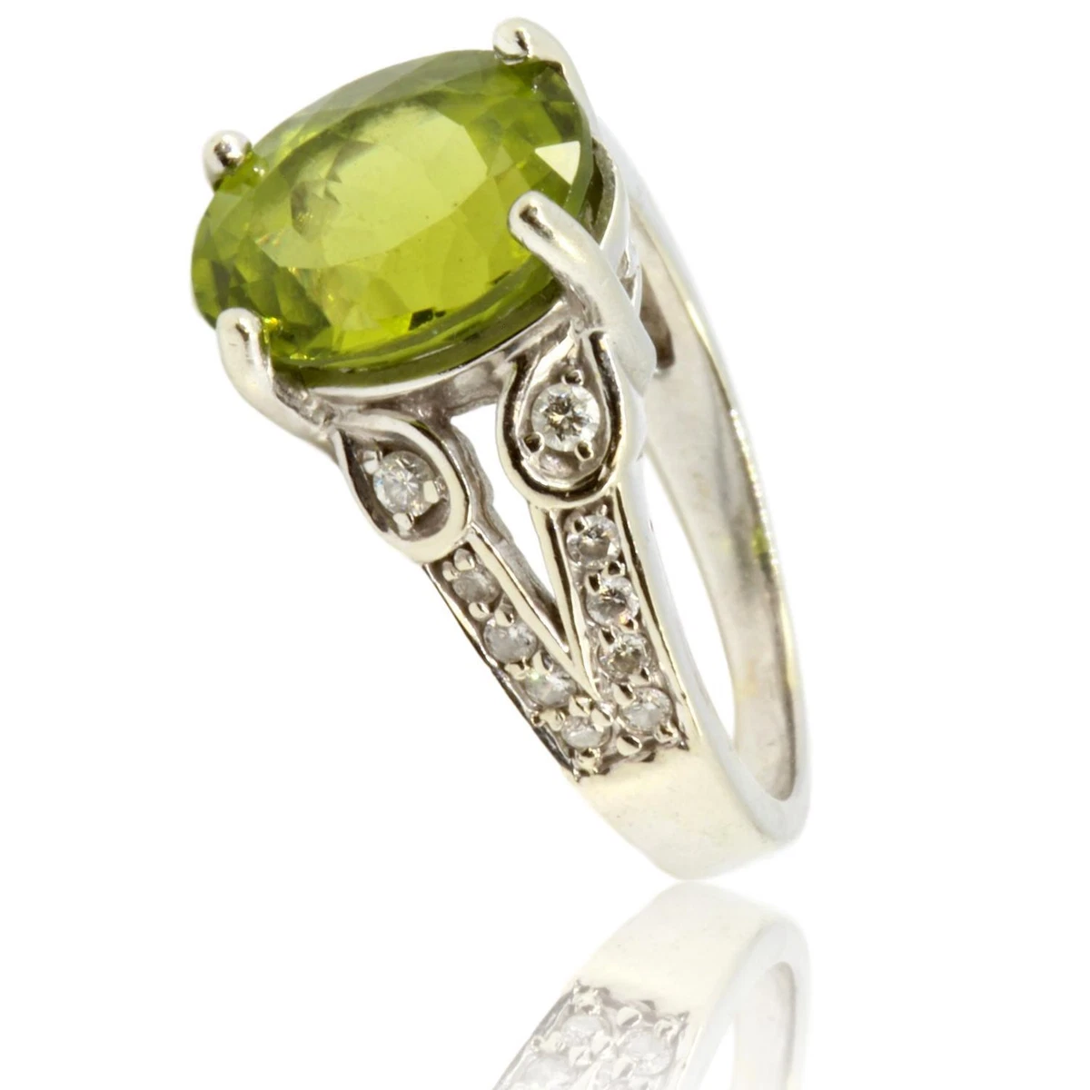 14K White Gold 4 carat Peridot .27ctw Diamond Ring eBay