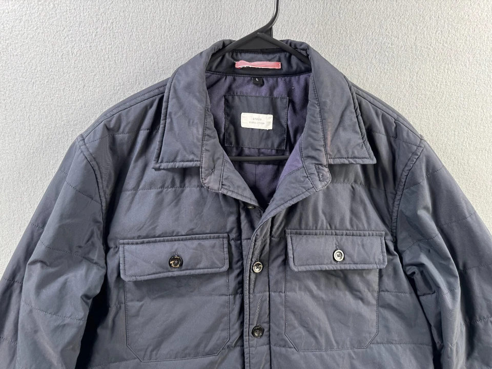 Apolis Global Citizen Jacket Mens Large Blue Quilted CPO Button Up Insulated - Image 2 of 4