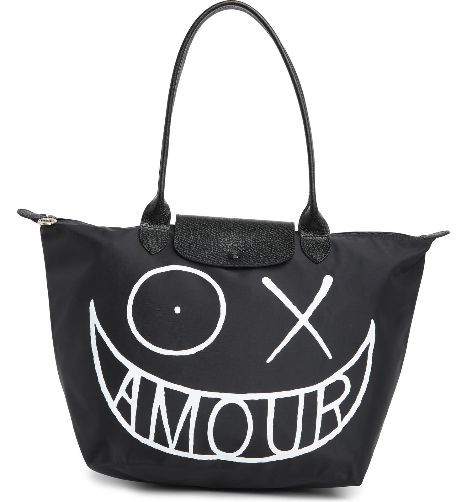 Longchamp X Andre Le Pliage Large Nylon Tote Shoulder Bag NIP Black